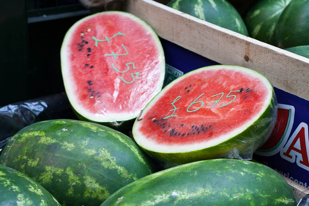 water melons on the Borough Market in London