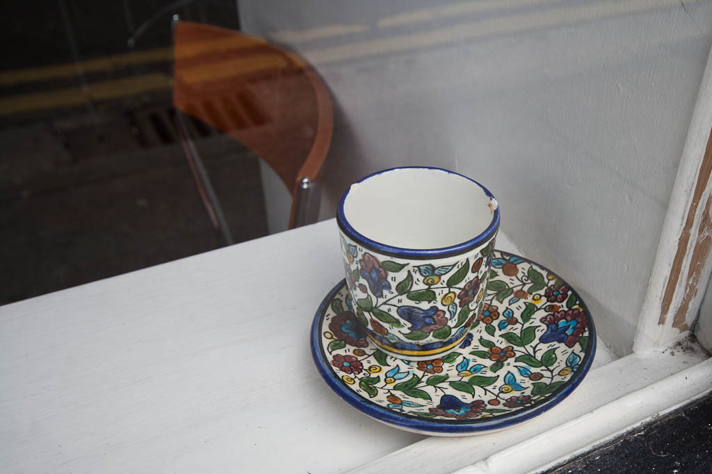 random cup in a window