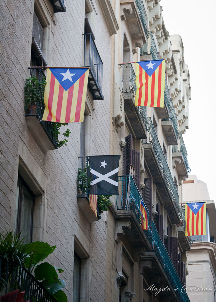 Catalonian flags in Barcelona