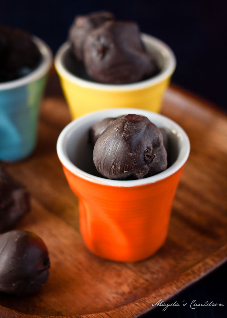Chocolate prunes soaked in rum