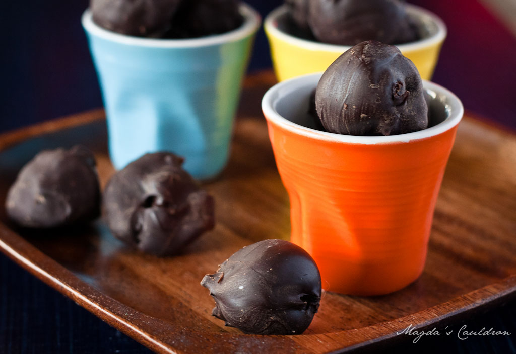Chocolate prunes soaked in rum