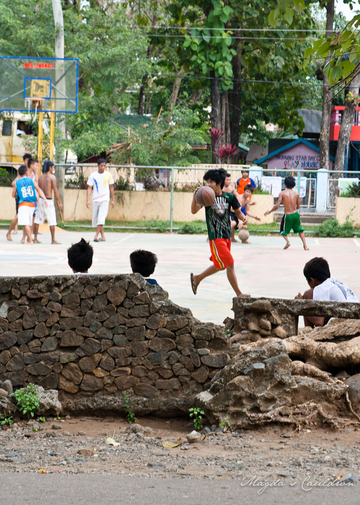 Playing basketball in Puerto Princesa