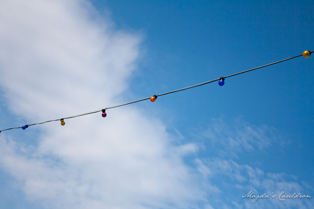 colourful light bulbs and sky