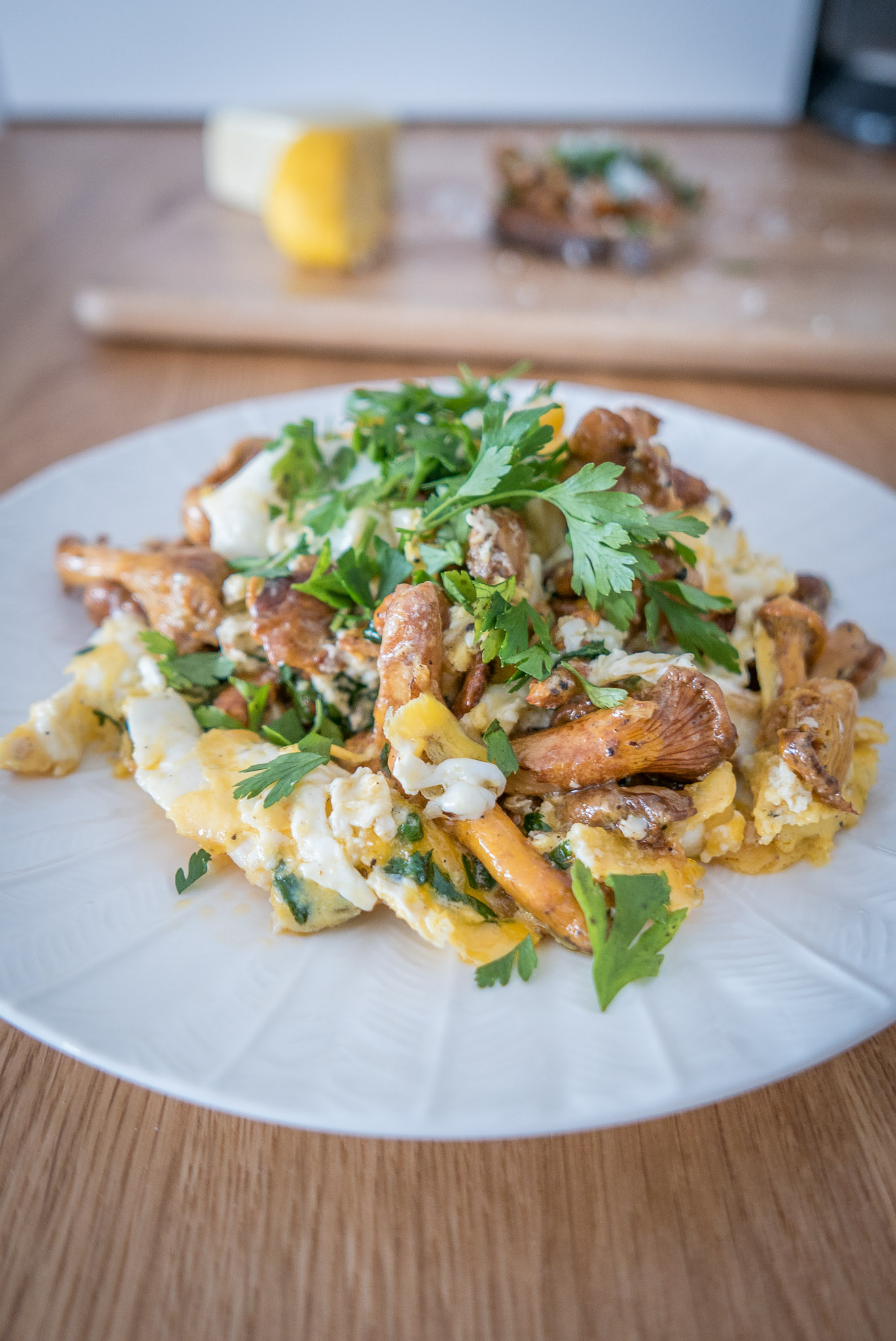Chanterelles with scrambled eggs